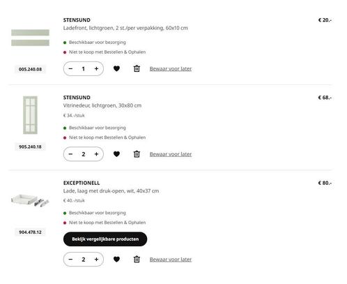Lades en deurtjes ikea Stensund, Huis en Inrichting, Keuken | Keukenelementen, Zo goed als nieuw, Minder dan 100 cm, 50 tot 100 cm