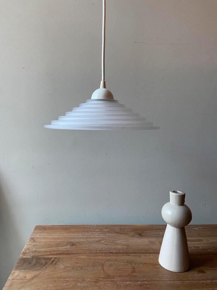 Vintage Memphis Stijl Hanglamp, Huis en Inrichting, Lampen | Hanglampen, Gebruikt, Minder dan 50 cm, Glas, Ophalen of Verzenden