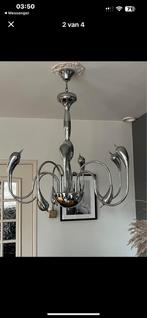 Moderne zilverkleurige kroonluchter, Ophalen of Verzenden, Zo goed als nieuw, Metaal