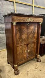 Antieke Empire Secretaire – Mahoniehout met marmeren blad –, Ophalen