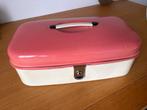 Retro metalen kist met Roze Deksel, Gebruikt, 50 tot 100 cm, Ophalen of Verzenden, Metaal