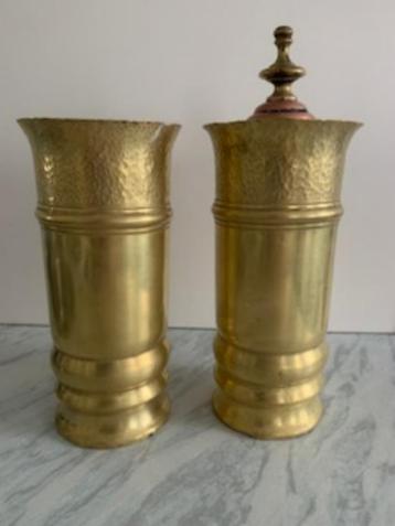 koper vaas 2x Geel koper antiek beschikbaar voor biedingen