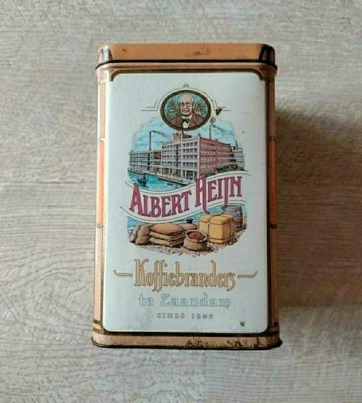 Albert Heijn,koffiebranders,Zaandam,1895,wapen,koffie,Blik, Verzamelen, Blikken, Gebruikt, Overige, Overige merken, Ophalen of Verzenden