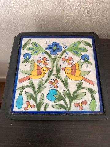Handbeschilderde Knobco Onderzetter - Bloemen & Vogels beschikbaar voor biedingen