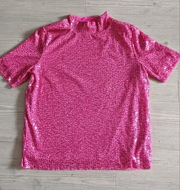 Leuk roze shirt met all over pailletten, maat 36 beschikbaar voor biedingen
