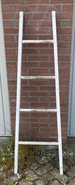 Brocante houten witte ladder / 4 sporten, Ophalen