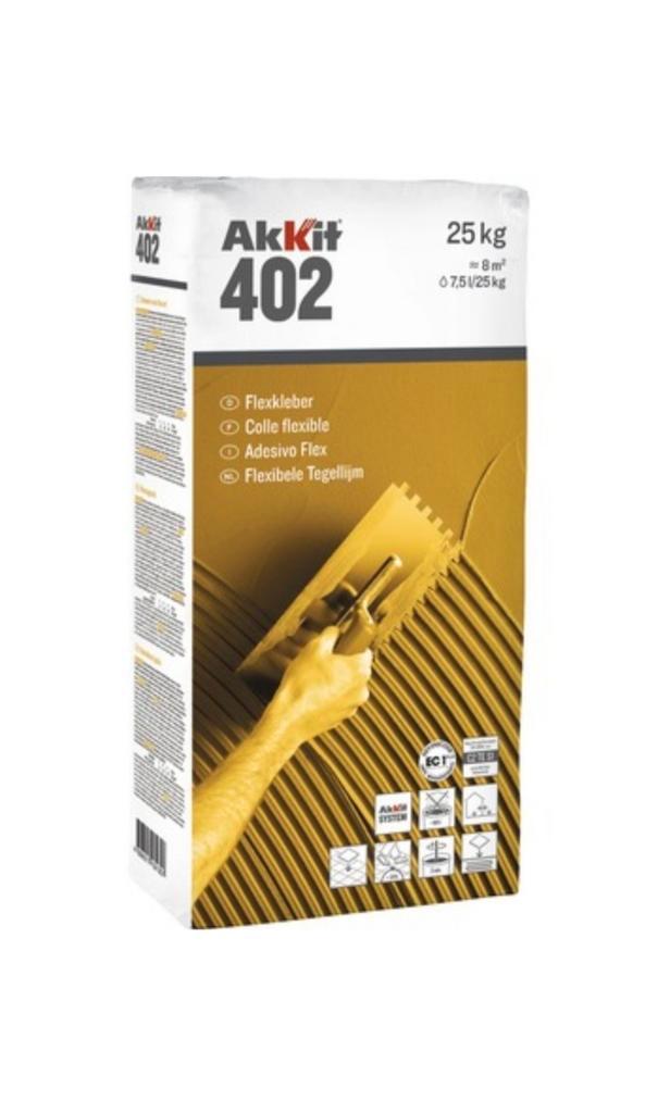 5 zakken AKKIT 402 Flexibele tegellijm C2 TE S1 25 kg, Doe-het-zelf en Verbouw, Tegels, Nieuw, Overige typen, Overige materialen