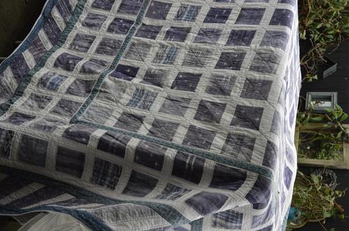 Clayre & Eef Plaid met patchwork motieven blauw / wit 230cm, Huis en Inrichting, Woonaccessoires | Plaids en Woondekens, Gebruikt