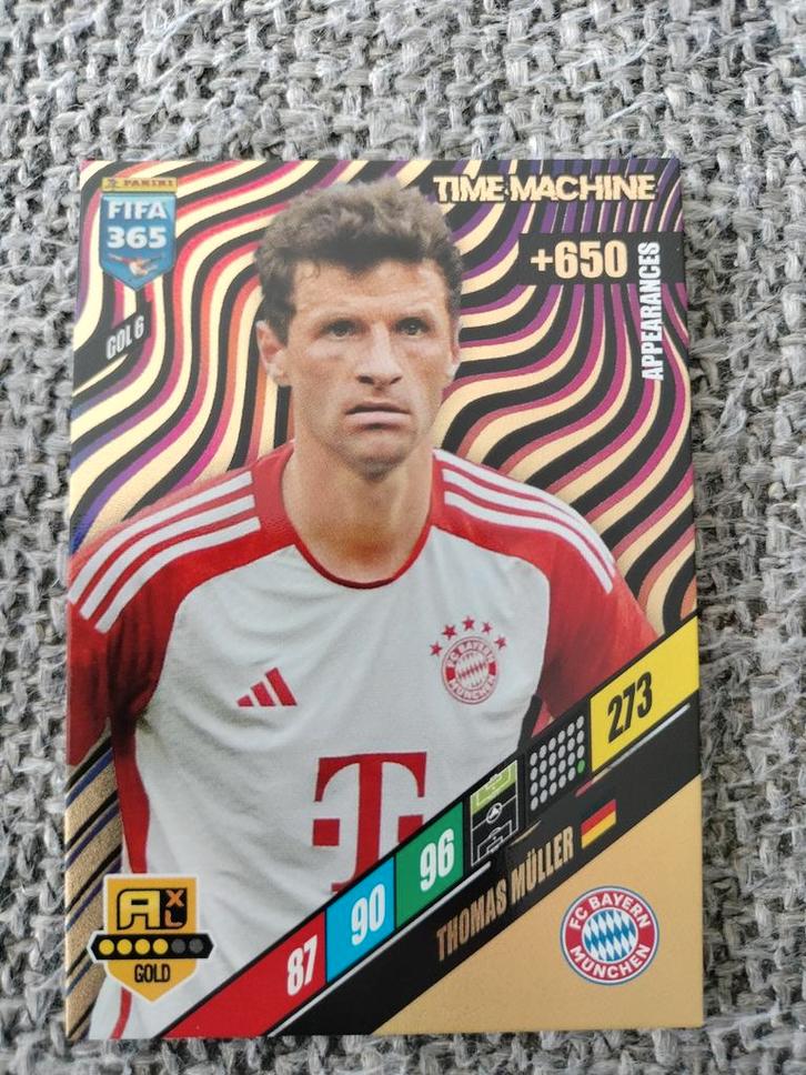Thomas Muller Time Machine Adrenalyn XL FIFA 365, Hobby en Vrije tijd, Stickers en Plaatjes, Zo goed als nieuw, Plaatje, Ophalen