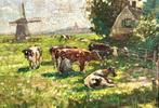 Ben Viegers Koeien in de Melkbocht met molen, Ophalen of Verzenden