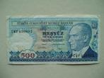 582. Turkije, 500 lirasi 1970(1983) Atatürk., Postzegels en Munten, Bankbiljetten | Europa | Niet-Eurobiljetten, Los biljet, Overige landen