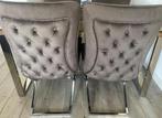 2 Taupe eetksmerstoelen Erik kuster/ Richmond, Huis en Inrichting, Ophalen, Bruin, Zo goed als nieuw, Metaal
