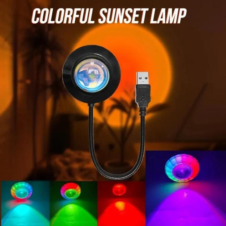 USB-powerd RGB LED Sunset lamp met extra rand RGB leds, Muziek en Instrumenten, Licht en Laser, Nieuw, Licht, Geluidgestuurd, Kleur