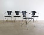 Italiaanse vintage design stoelen, merk Effezeta  4x, Ophalen, Gebruikt, Zwart, Metaal
