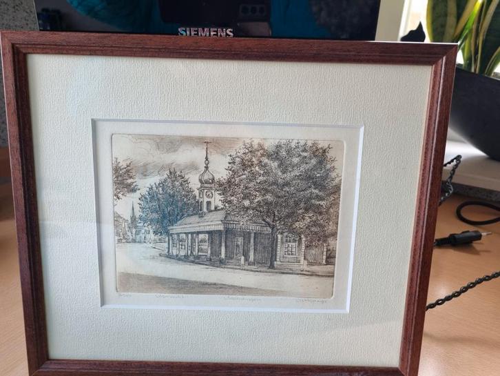 Ets van de Visbank in Vlaardingen Wieringa, Antiek en Kunst, Kunst | Etsen en Gravures, Ophalen of Verzenden