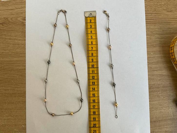 Zilveren Collier met Parels, Sieraden, Tassen en Uiterlijk, Kettingen, Gebruikt, Zilver, Ophalen of Verzenden