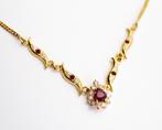 22 krt gouden collier met robijn en diamant, Ophalen of Verzenden, Goud, Ketting