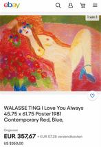 Groot en ingelijste Walasse Ting “I Love You Always”, Antiek en Kunst, Ophalen