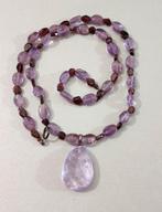 Ketting van lavendel kwarts en amethist. Mooi!, Ophalen of Verzenden, Zo goed als nieuw