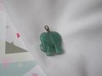 Kettinghanger olifant/ groene jade zilveren oogje, Verzenden, Zo goed als nieuw, Steen of Mineraal, Met edelsteen