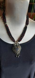 Antieke berber ketting, Marokkaans zilver met onyx., Ophalen of Verzenden, Zilver, Ketting