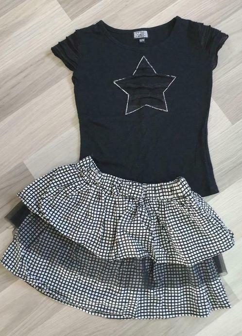 Setje: rokje en shirt, zwart en ster, maat 110-116, Kinderen en Baby's, Kinderkleding | Maat 110, Zo goed als nieuw, Meisje, Setje