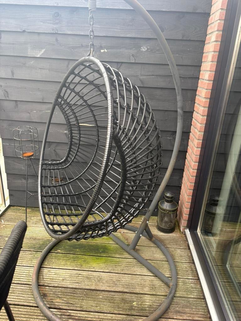 Egg hangstoel zonder kussens, Tuin en Terras, Tuinstoelen, Ophalen, Gebruikt, Rotan