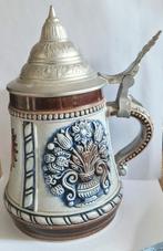 Duitse Bierpul met Tinnen Deksel, Antiek en Kunst, Antiek | Keramiek en Aardewerk, Ophalen of Verzenden