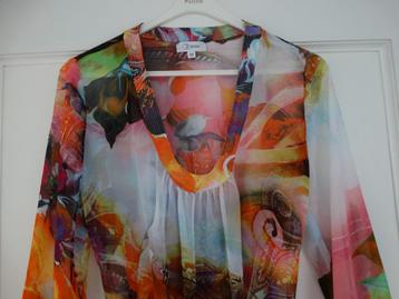 Zoso blouse jurk voile met riem maat M, oranje roze geel beschikbaar voor biedingen