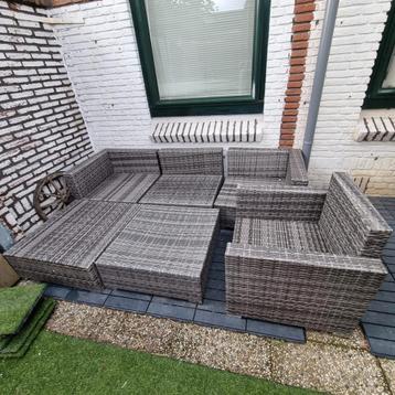VidaXL Loungeset Grijs Wicker beschikbaar voor biedingen
