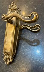 1x set Chique messing Deurklinken met Schild. Vintage antiek, Ophalen of Verzenden