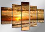 Nieuw * 5 Luik Canvas Schilderij Sunset Zee Zon 200x100cm, Nieuw, 125 cm of meer, Ophalen of Verzenden, Schilderij