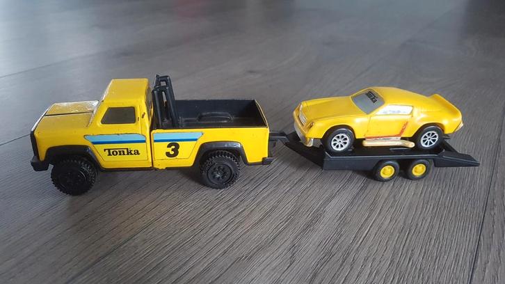 Tonka Truck, Oplegger & Raceauto - Speelgoed Set, Kinderen en Baby's, Speelgoed | Speelgoedvoertuigen, Gebruikt, Ophalen of Verzenden