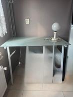 Glazen Bureau met Zilveren Poten, Huis en Inrichting, Bureaus, Ophalen of Verzenden, Gebruikt, Bureau