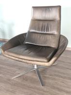 Montis Hugo design Fauteuil bruin leer en aluminium, Huis en Inrichting, Fauteuils, Ophalen, Gebruikt, Vintage, 75 tot 100 cm