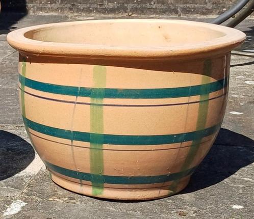 Ronde sierpot voor plant aardewerk/glazuur H 27,5 x Ø boven, Tuin en Terras, Bloempotten, Gebruikt, Aardewerk, Binnen, Balkon