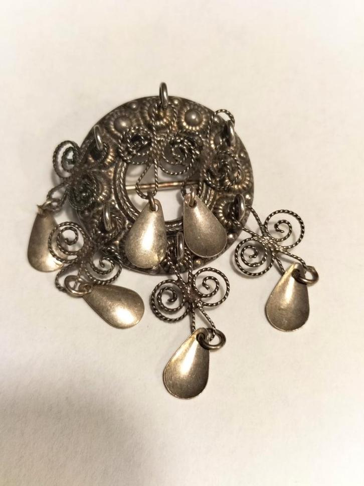 Prachtige antieke zilveren solje broche, Sieraden, Tassen en Uiterlijk, Kettinghangers, Zo goed als nieuw, Zilver, Zilver, Verzenden