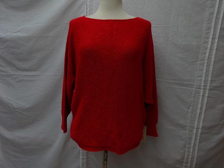 SENZA NOME rode soepele trui met glansdraad - NIEUW- maat L, Kleding | Dames, Truien en Vesten, Nieuw, Maat 42/44 (L), Rood, Ophalen of Verzenden