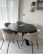 Zwarte ronde eikenhouten eettafel 130cm, Huis en Inrichting, Tafels | Eettafels, Ophalen, Zo goed als nieuw, Rond, 100 tot 150 cm