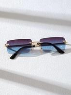 Randloze Zonnebril blauw met gouden frame, Overige merken, Zonnebril, Blauw, Nieuw
