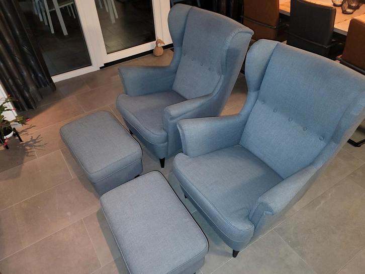 2x Strandmon Fauteuils (IKEA), Huis en Inrichting, Fauteuils, Zo goed als nieuw, Stof, 50 tot 75 cm, 75 tot 100 cm, Ophalen