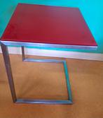 Vintage glazen bijzettafel rood, Minder dan 45 cm, Minder dan 55 cm, Ophalen of Verzenden, Glas