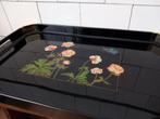 superleuk vintage dienblad zwart met bloemen incl verzenden, Antiek en Kunst, Ophalen of Verzenden