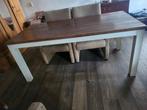 Tafel met 4 stoelen op wieltjes, Huis en Inrichting, Tafels | Eettafels, Ophalen, Zo goed als nieuw, Rechthoekig, 50 tot 100 cm