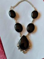 Mooie 925 ketting met zwart onyx 48cm, Sieraden, Tassen en Uiterlijk, Armbanden, Verzenden, Zwart, Nieuw, Met edelsteen