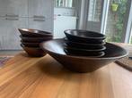 Houten slabak met houten schaaltjes, Ophalen of Verzenden, Gebruikt, Rond, Hout