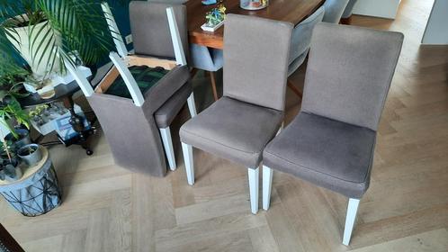 Eetkamerstoelen ikea henriksdal, Huis en Inrichting, Stoelen, Gebruikt, Vier, Hout, Stof, Bruin, Ophalen