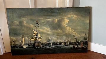 Gezicht op het IJ met de Gouden Leeuw - Willem van de Velde beschikbaar voor biedingen
