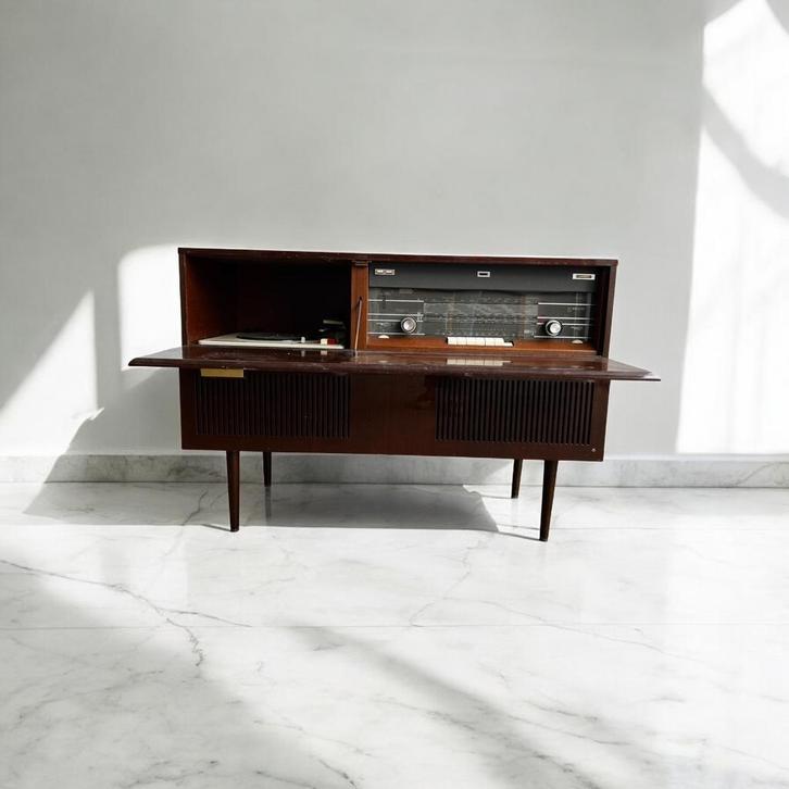 Vintage audiomeubel PHILIPS: radioo & platenspeler, Verzamelen, Retro, Ophalen