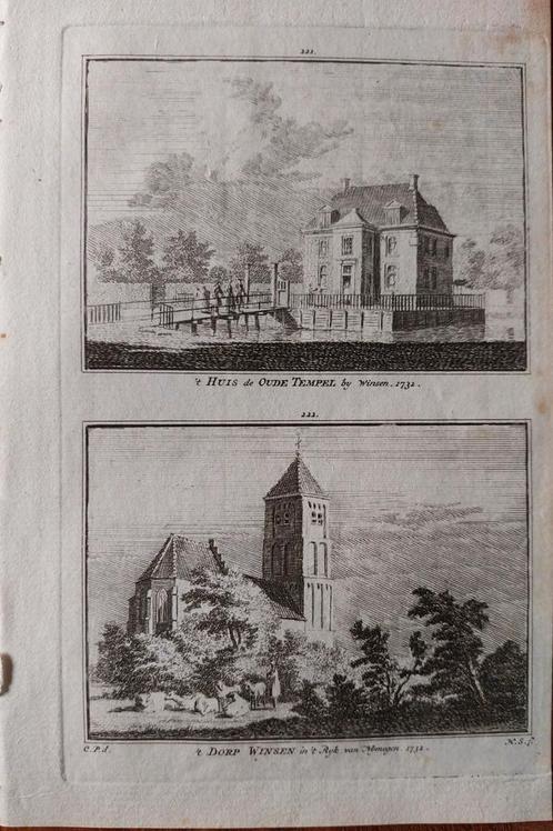 221-222/ Winsen  huis Oude tempel   Kopergravure 1792, Antiek en Kunst, Kunst | Etsen en Gravures, Ophalen of Verzenden